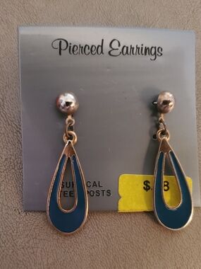 Blue Teardrop Dangle Earrings - Unbranded